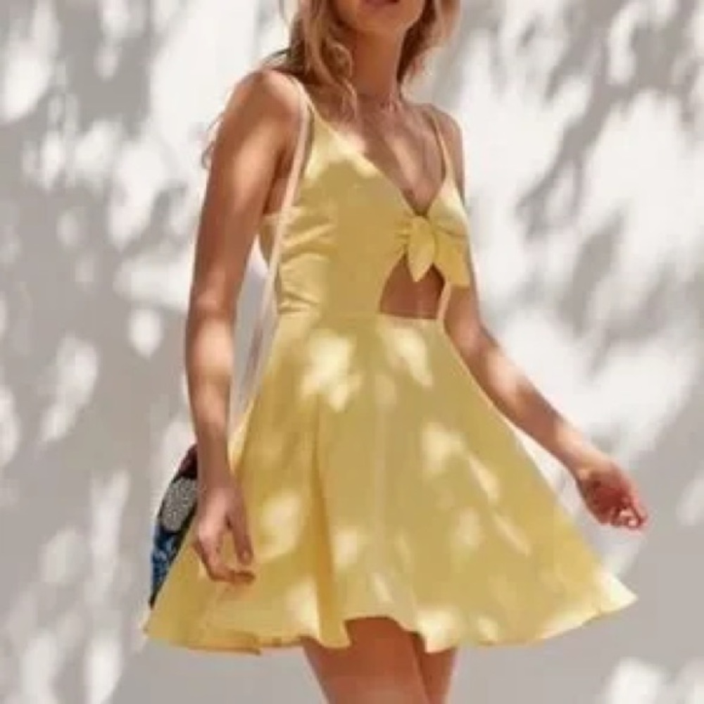 Urban Outfitters Yellow Ruffled Pleated Sundress